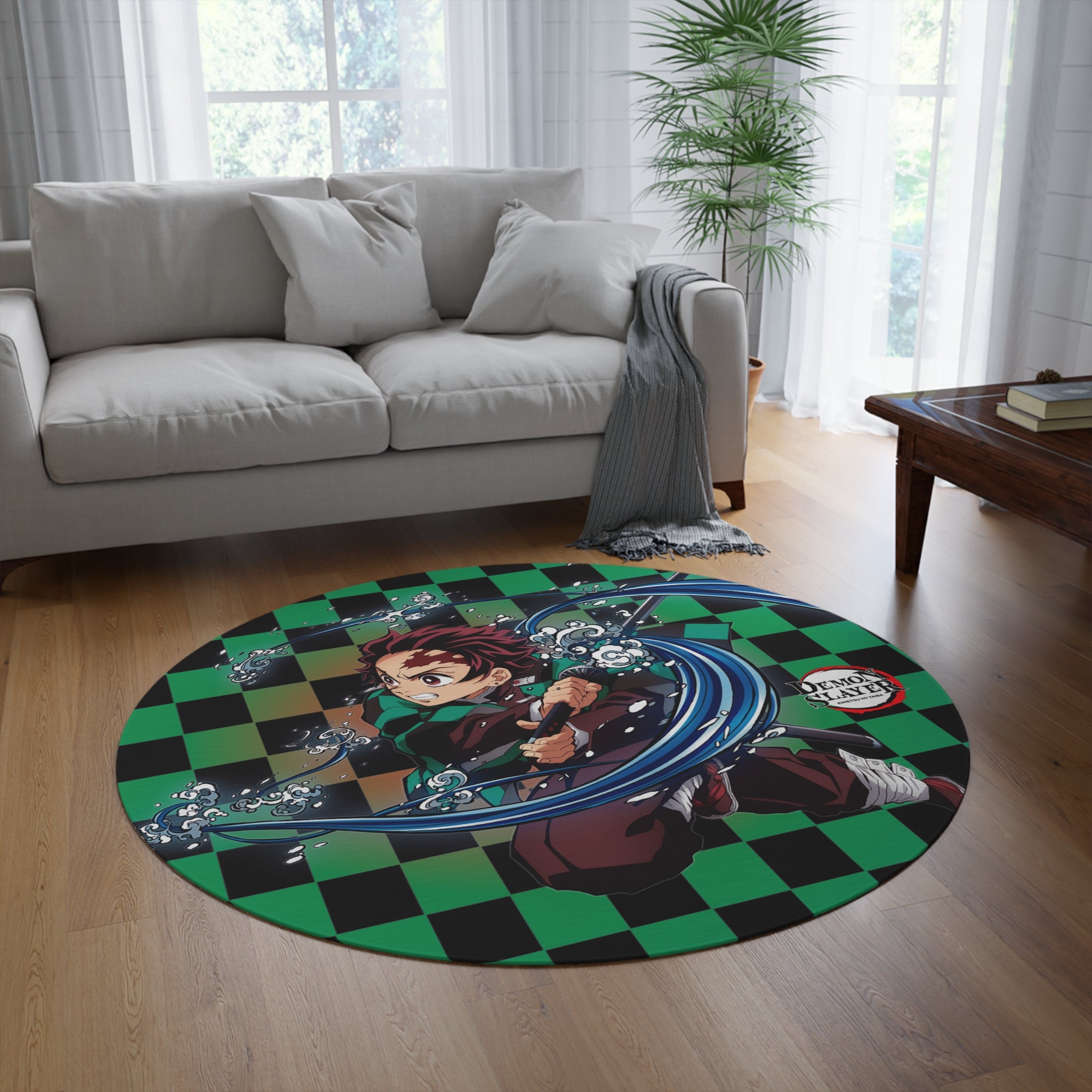 Demon Slayer Tanjiro Round Rug — Anime Character Floor Mat