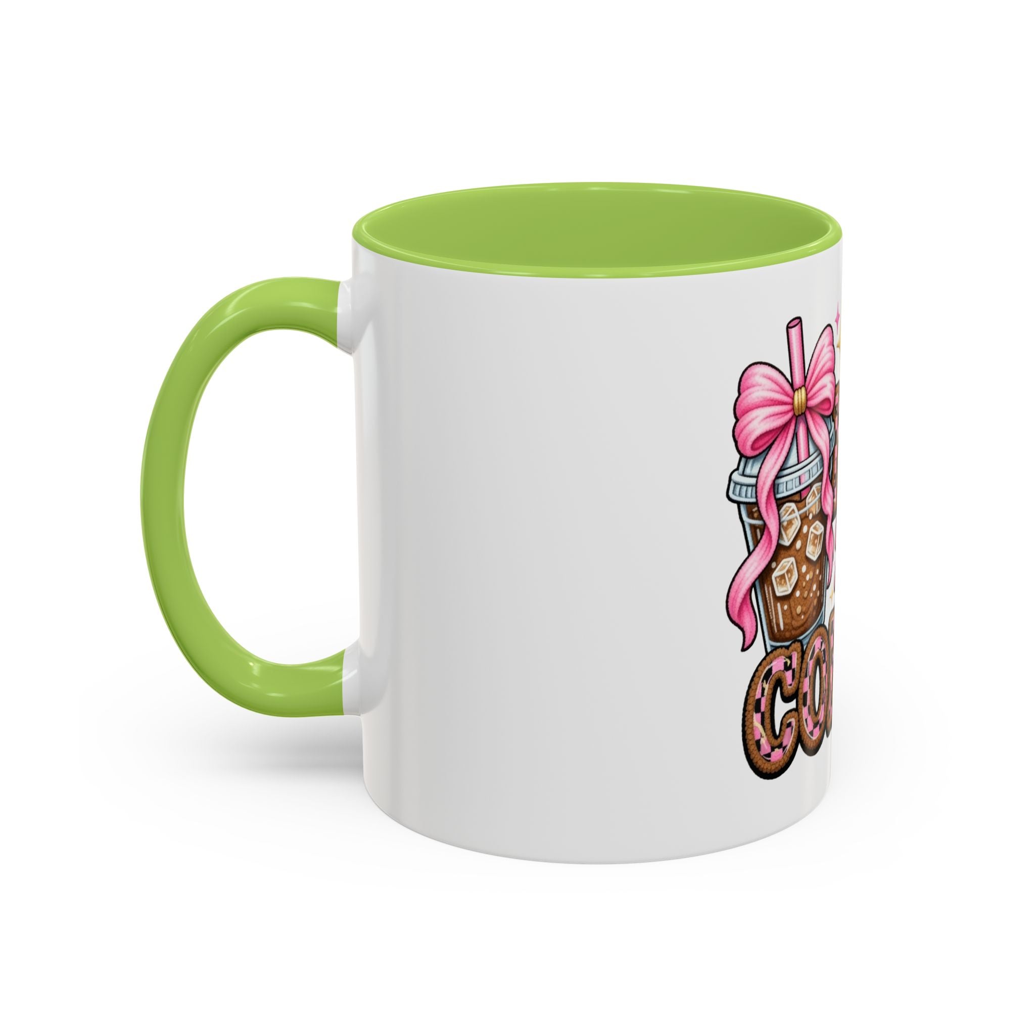 Half Mom Half Coffee Accent Mug — Cute Pink Leopard Iced Coffee Gift for Moms (11/15oz)