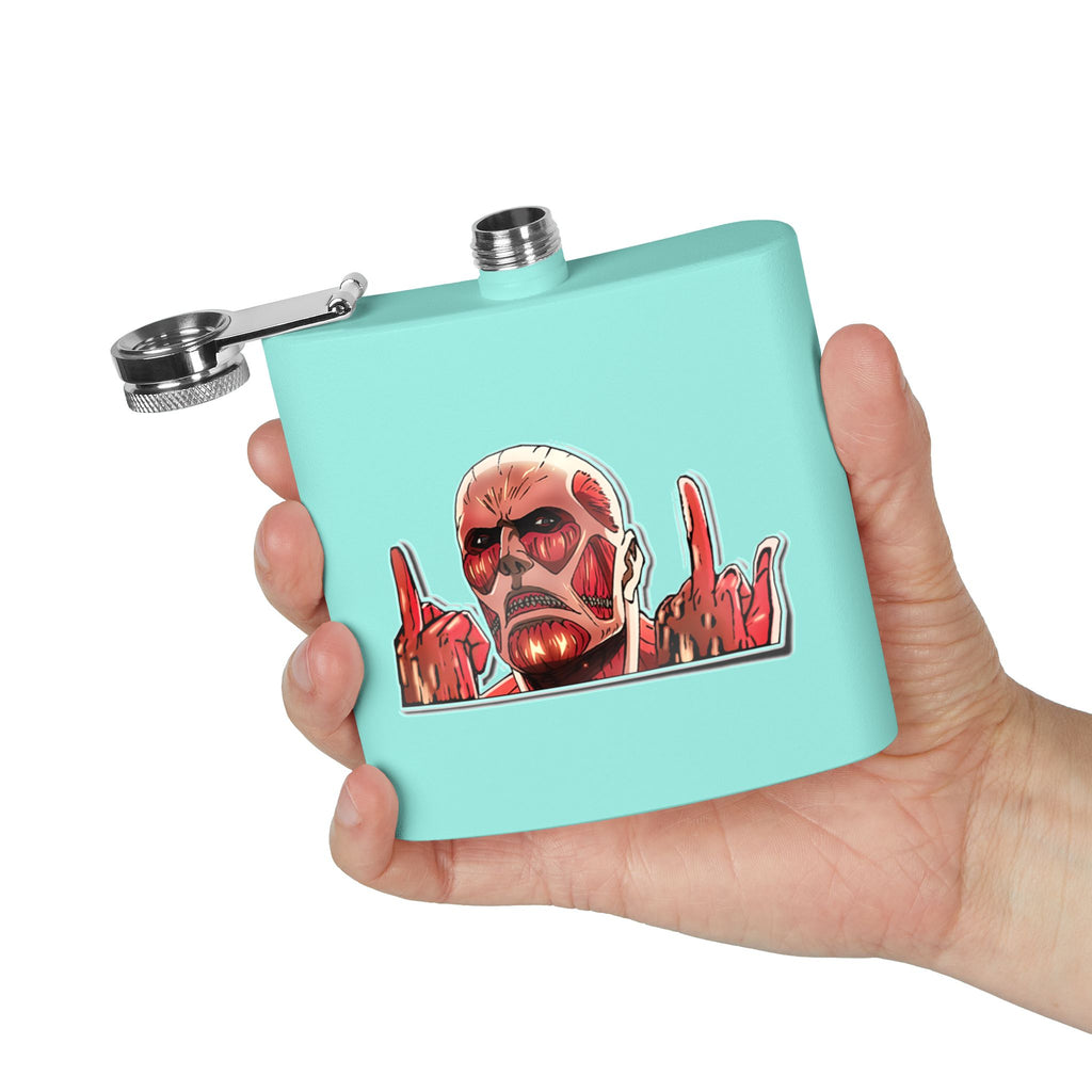 6oz Stainless Steel Flask — Red Skull Rocker Graphic