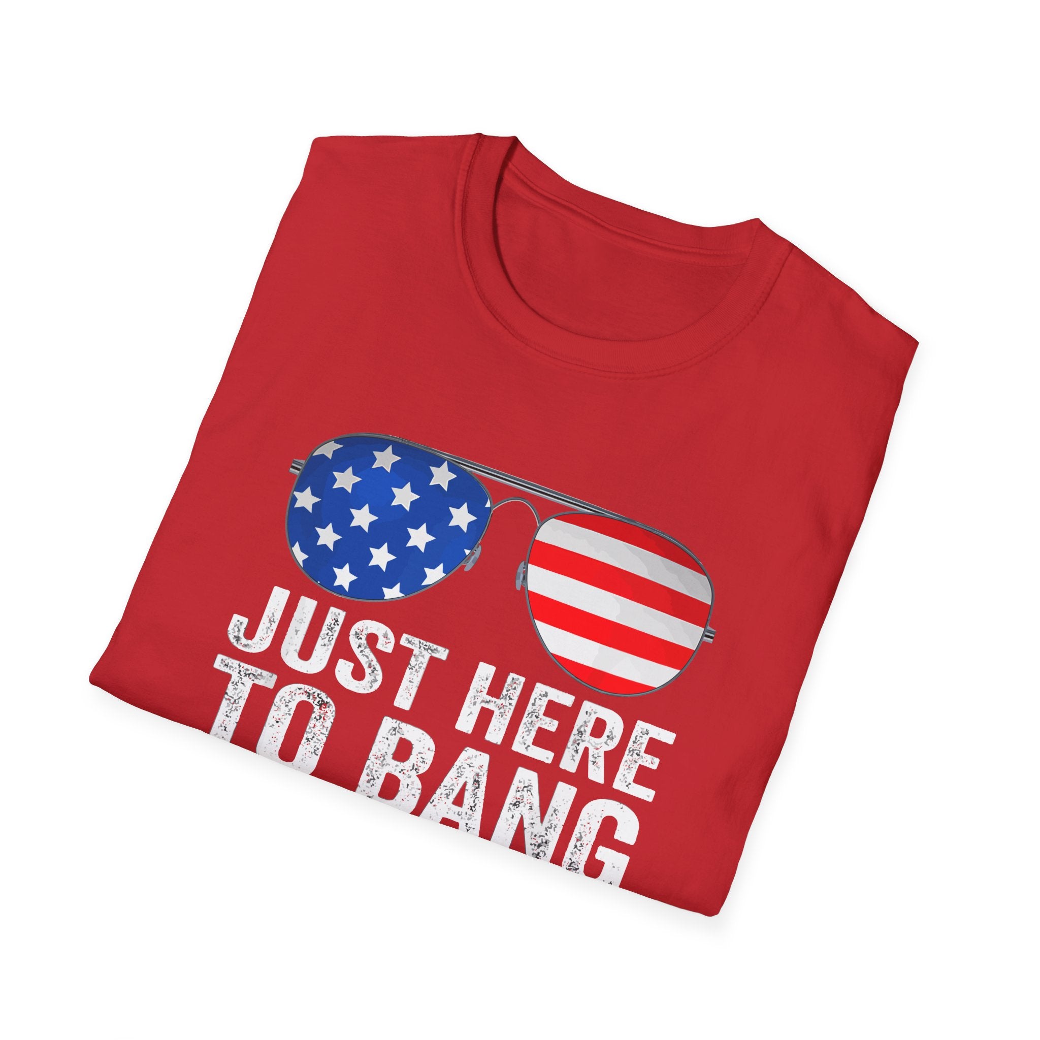 Patriotic Sunglasses T-Shirt — "Just Here for the Grill" 4th of July Tee