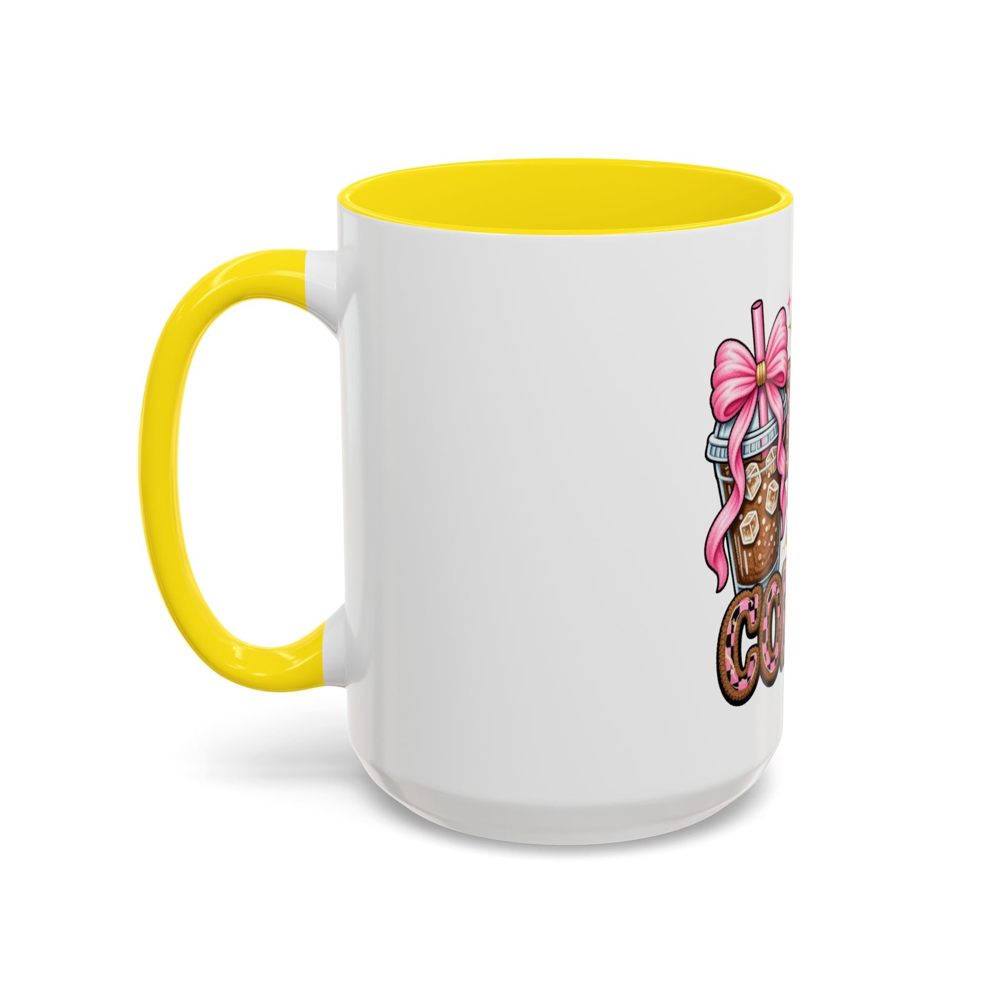 Half Mom Half Coffee Accent Mug — Cute Pink Leopard Iced Coffee Gift for Moms (11/15oz)