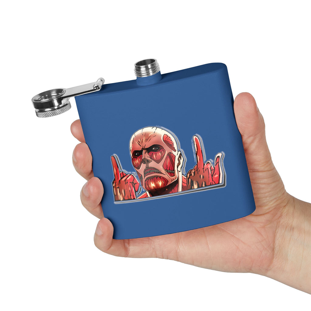 6oz Stainless Steel Flask — Red Skull Rocker Graphic