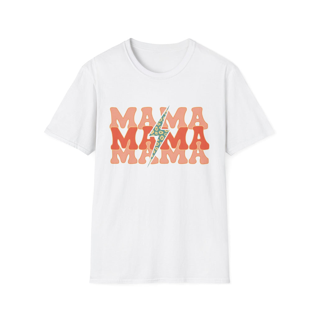 Mama Lightning Bolt T‑Shirt — Retro Floral 'MAMA' Graphic Tee