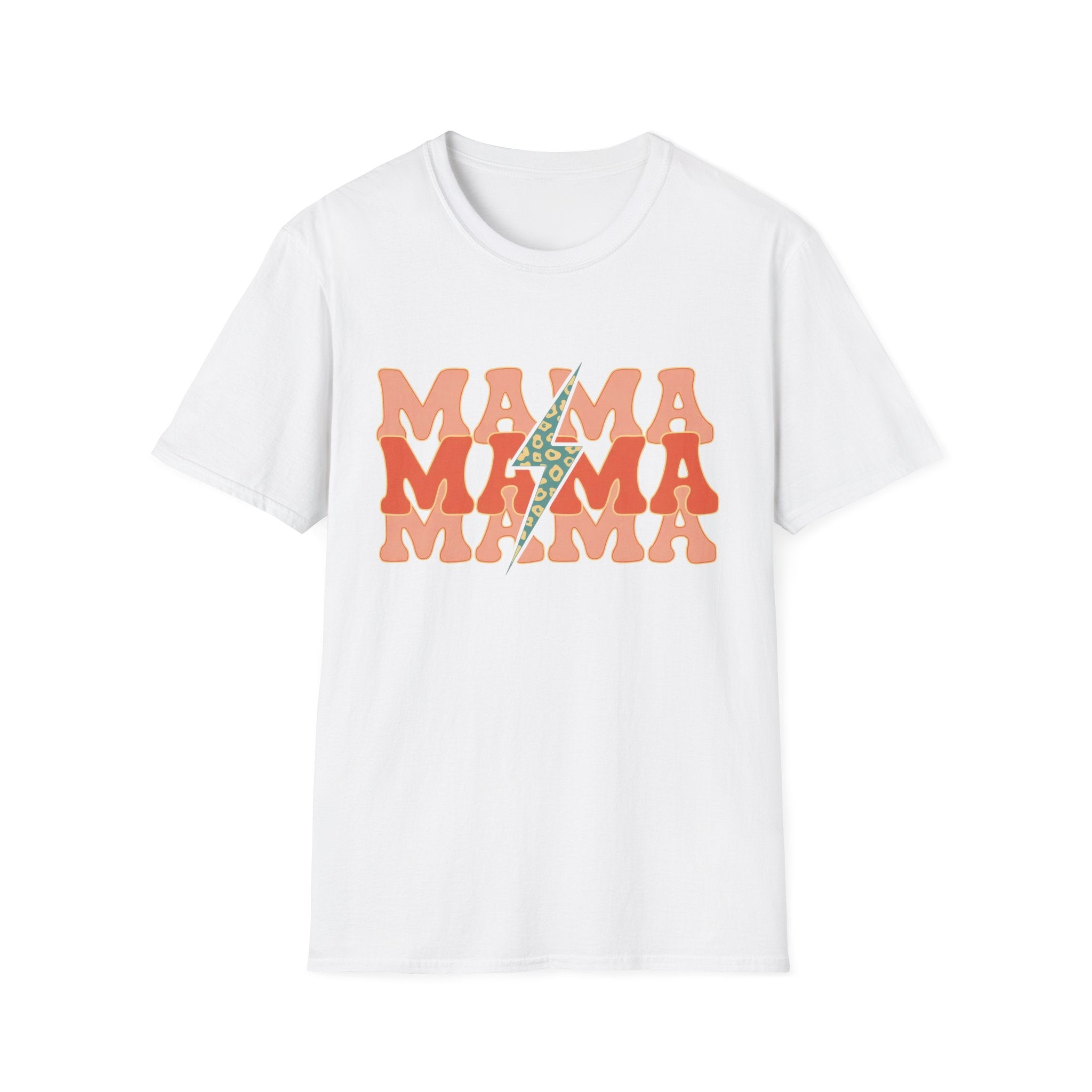 Mama Lightning Bolt T‑Shirt — Retro Floral 'MAMA' Graphic Tee
