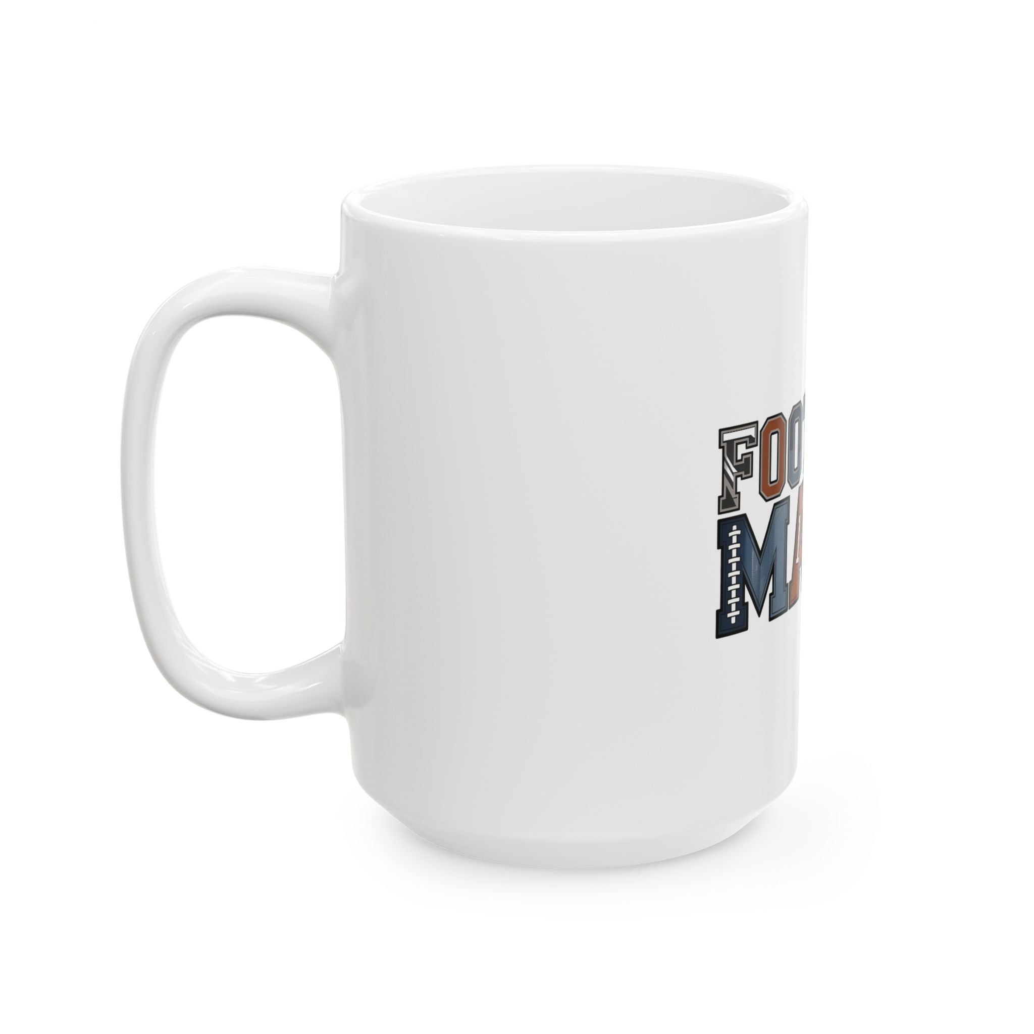 Football Mom Ceramic Mug — 11oz & 15oz Coffee Cup (Football Helmet & Ball Design)