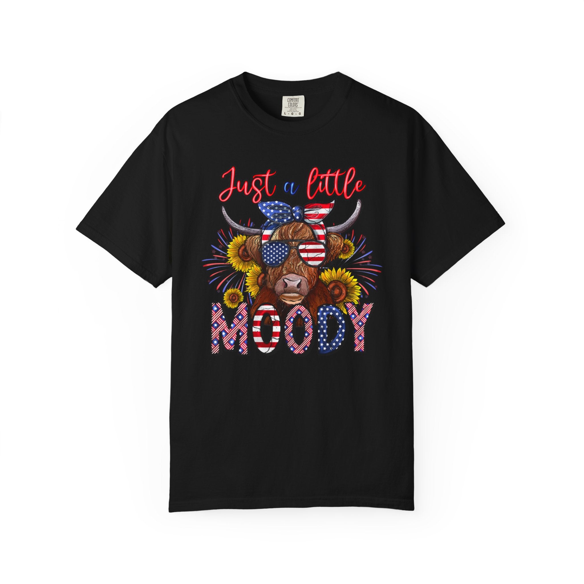 Just a Little Moody T-Shirt — Patriotic Cow Graphic Tee
