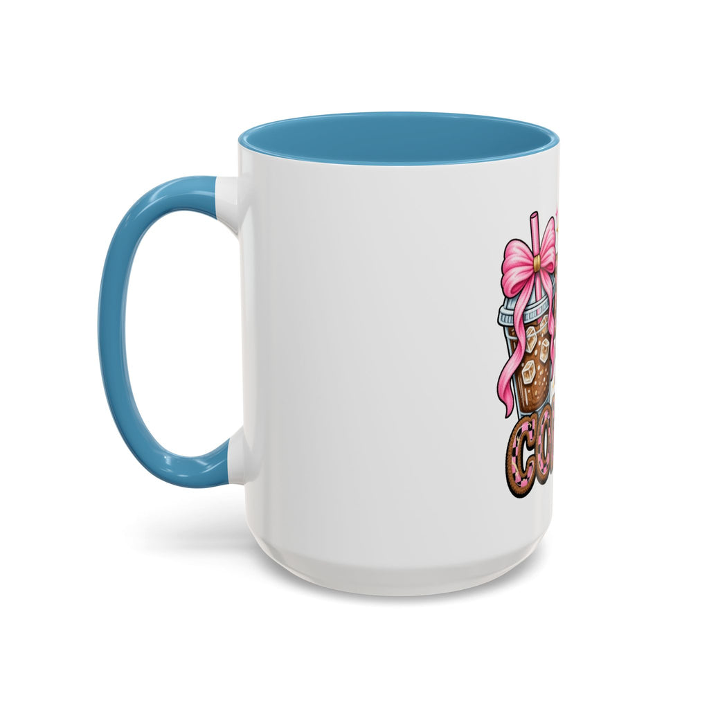 Half Mom Half Coffee Accent Mug — Cute Pink Leopard Iced Coffee Gift for Moms (11/15oz)