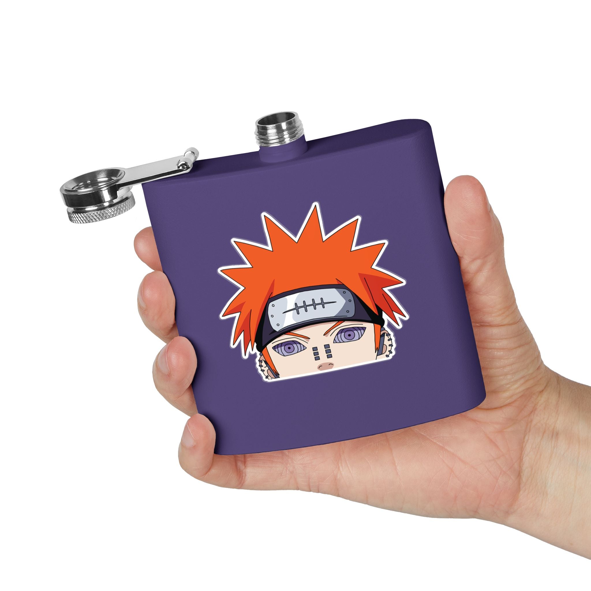 6oz Stainless Steel Flask — Anime Character Face Design