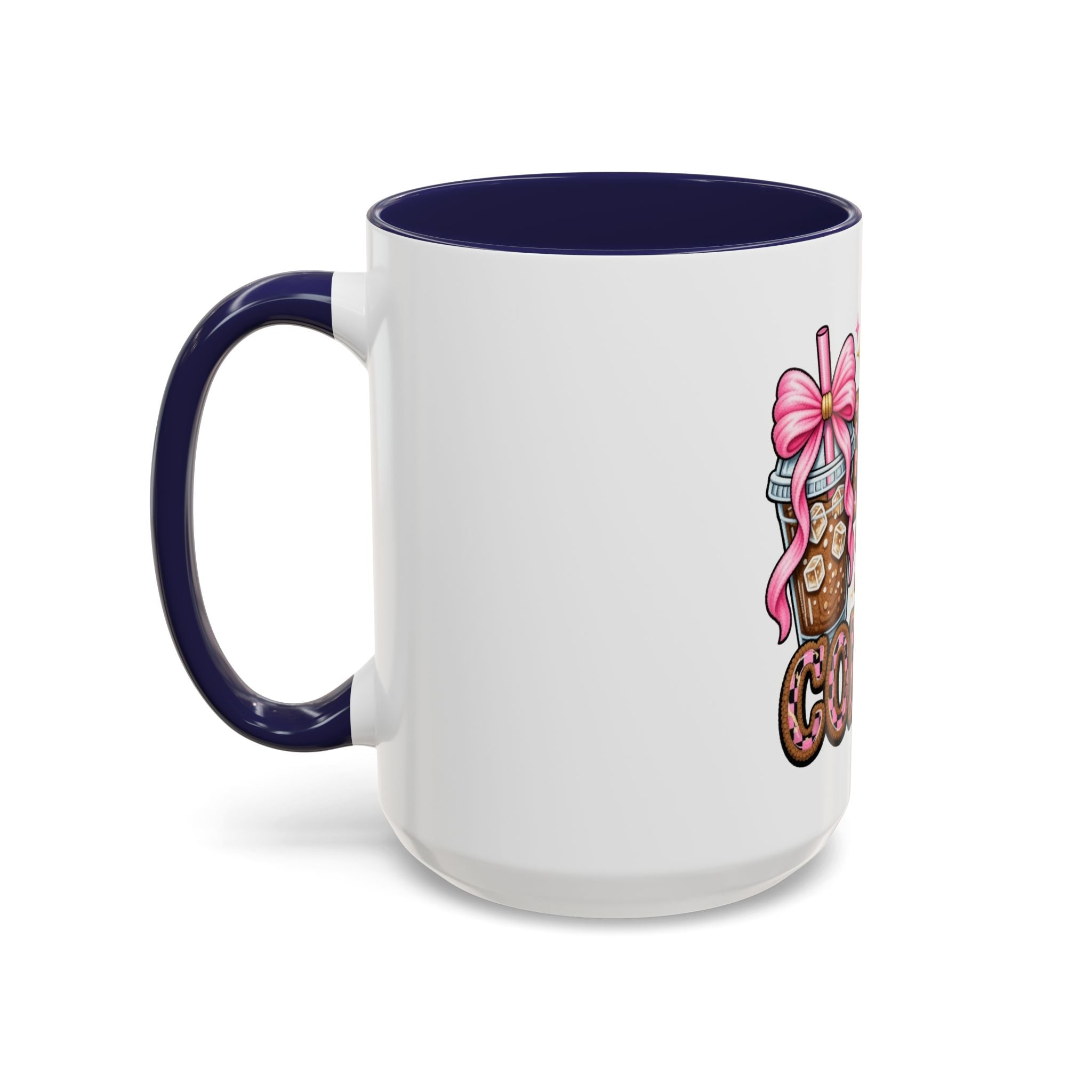 Half Mom Half Coffee Accent Mug — Cute Pink Leopard Iced Coffee Gift for Moms (11/15oz)