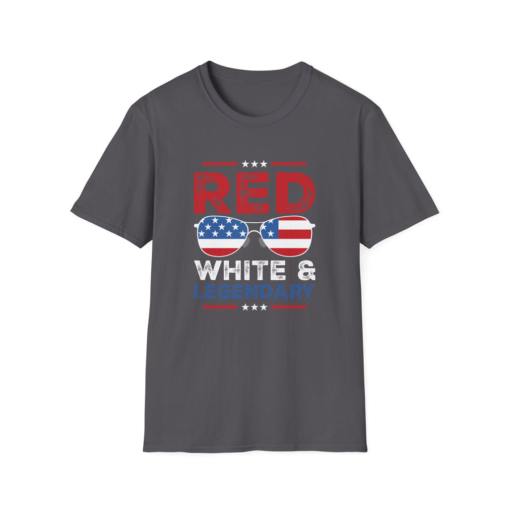 Patriotic T-Shirt — "Red White & Legendary" Sunglasses USA Tee for 4th of July