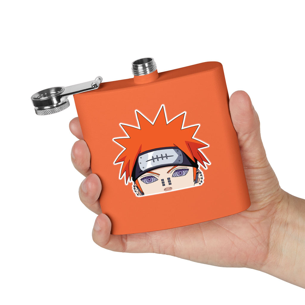 6oz Stainless Steel Flask — Anime Character Face Design