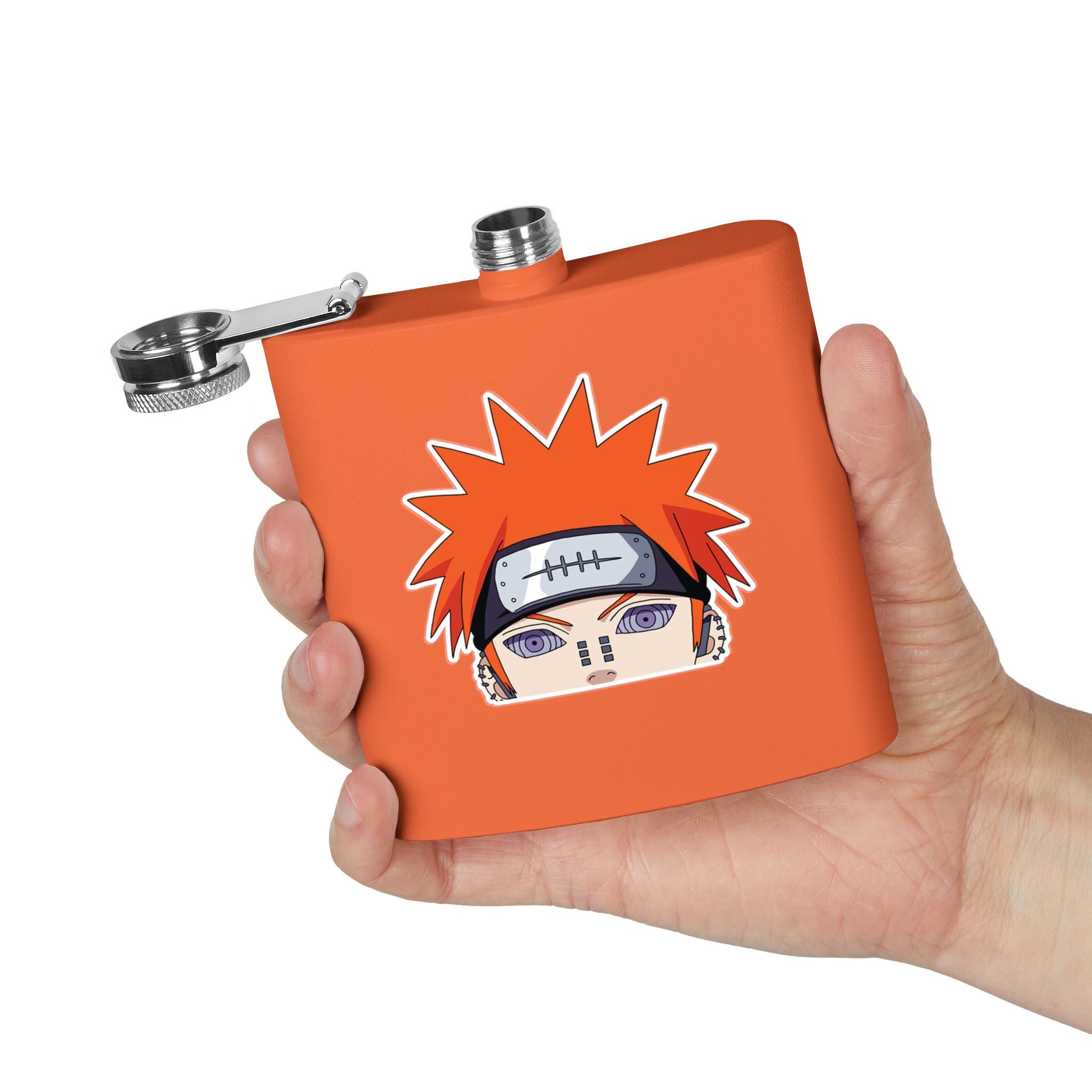 6oz Stainless Steel Flask — Anime Character Face Design