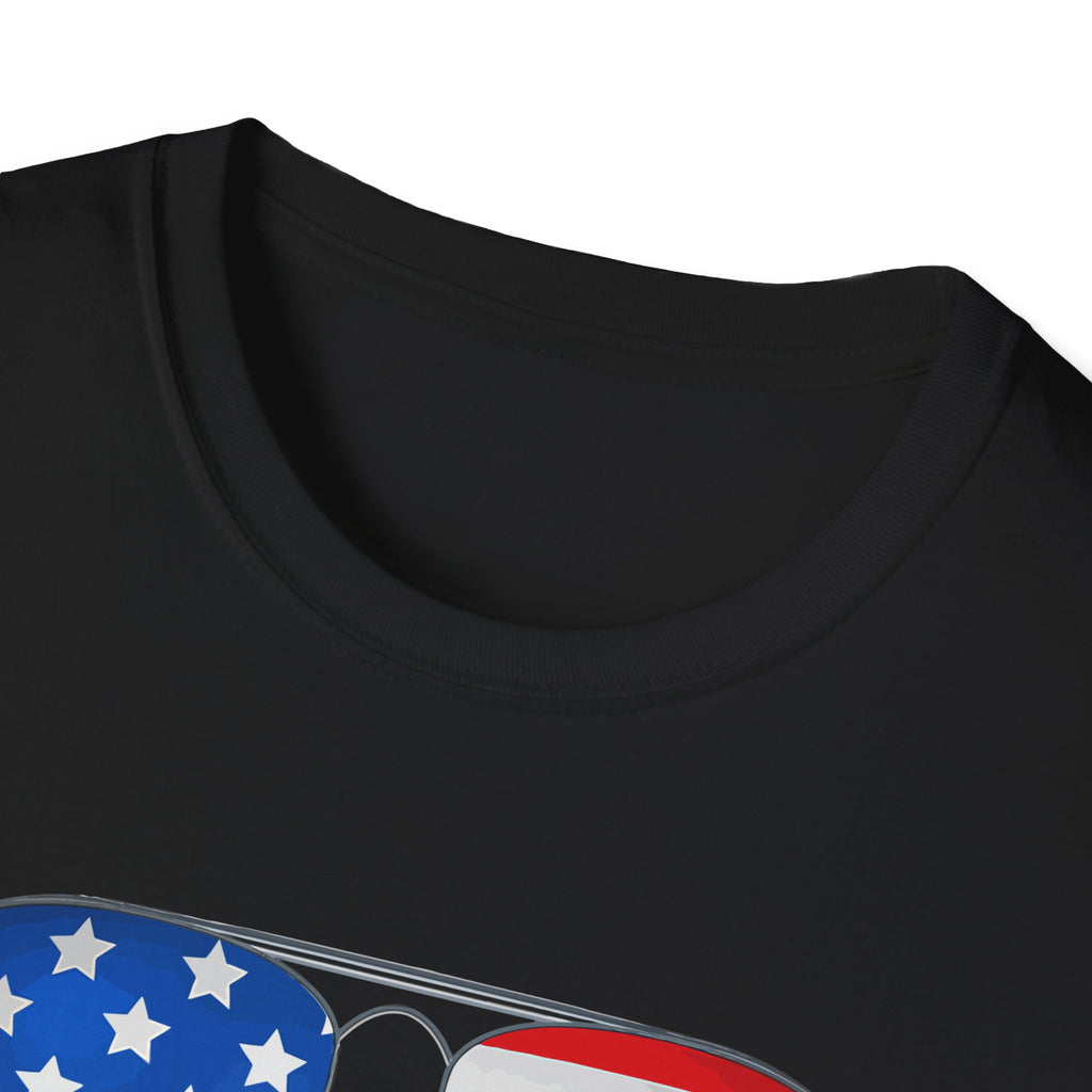 Patriotic Sunglasses T-Shirt — "Just Here for the Grill" 4th of July Tee
