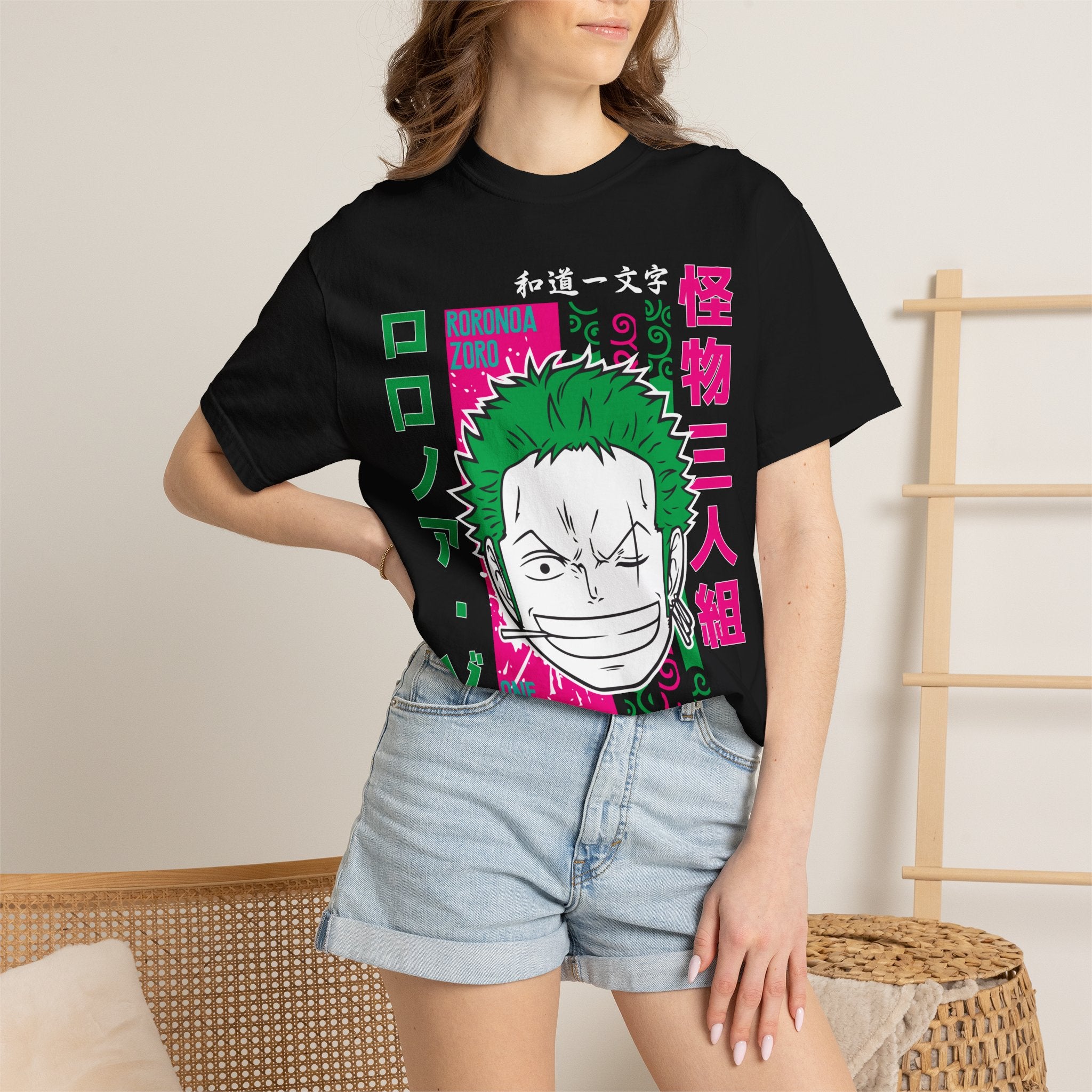 Anime Zoro Graphic T-Shirt — Japanese Text Skate Vibe