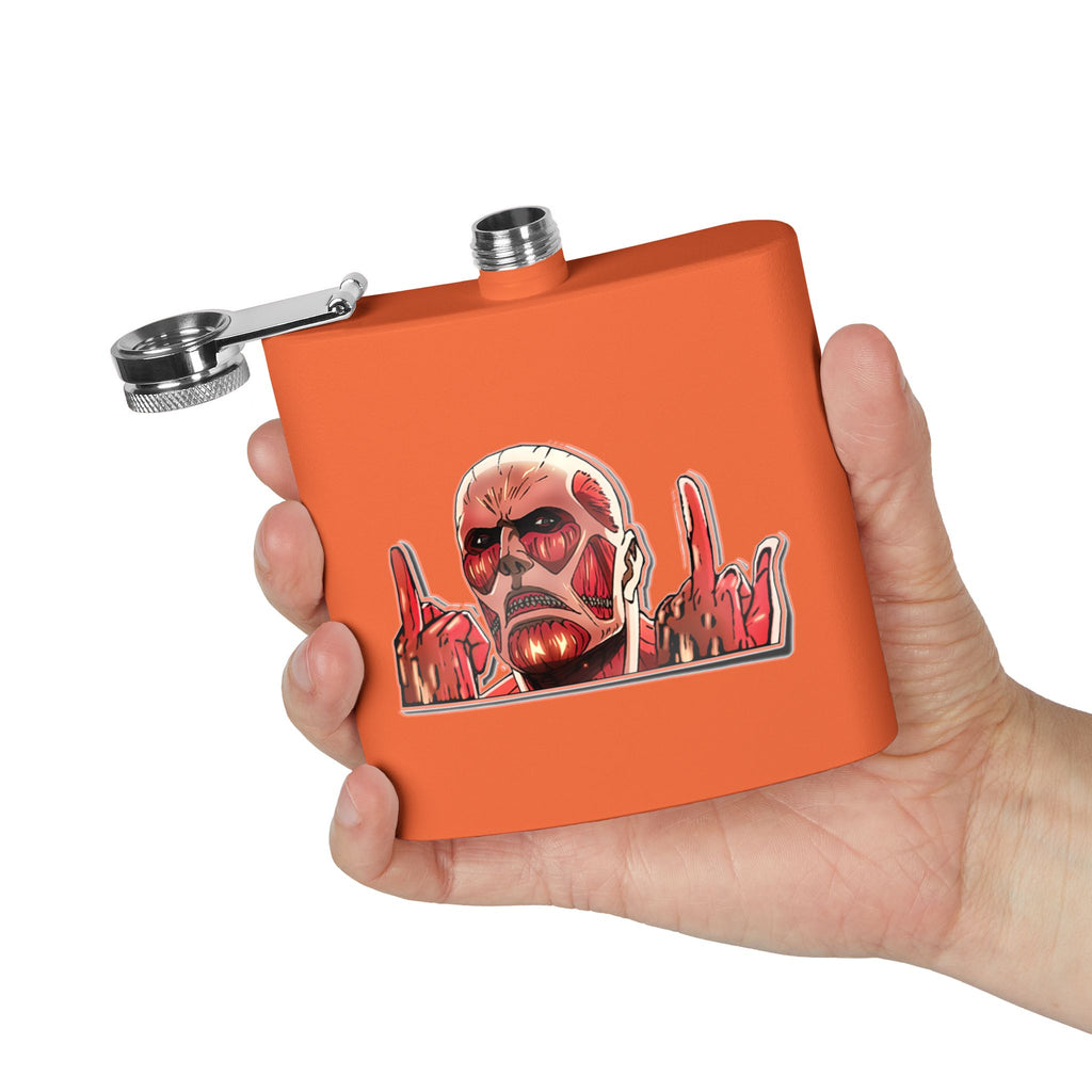 6oz Stainless Steel Flask — Red Skull Rocker Graphic