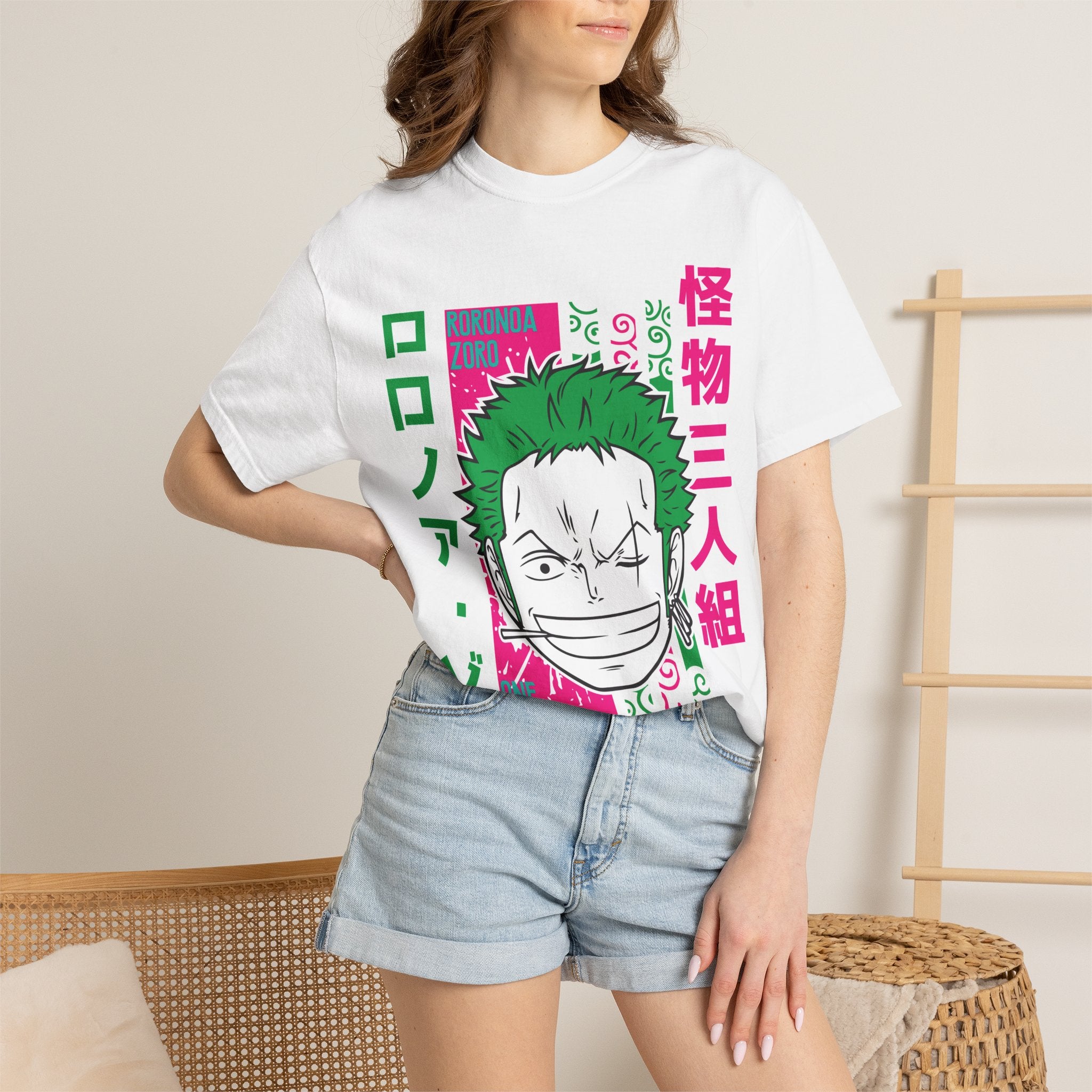 Anime Zoro Graphic T-Shirt — Japanese Text Skate Vibe