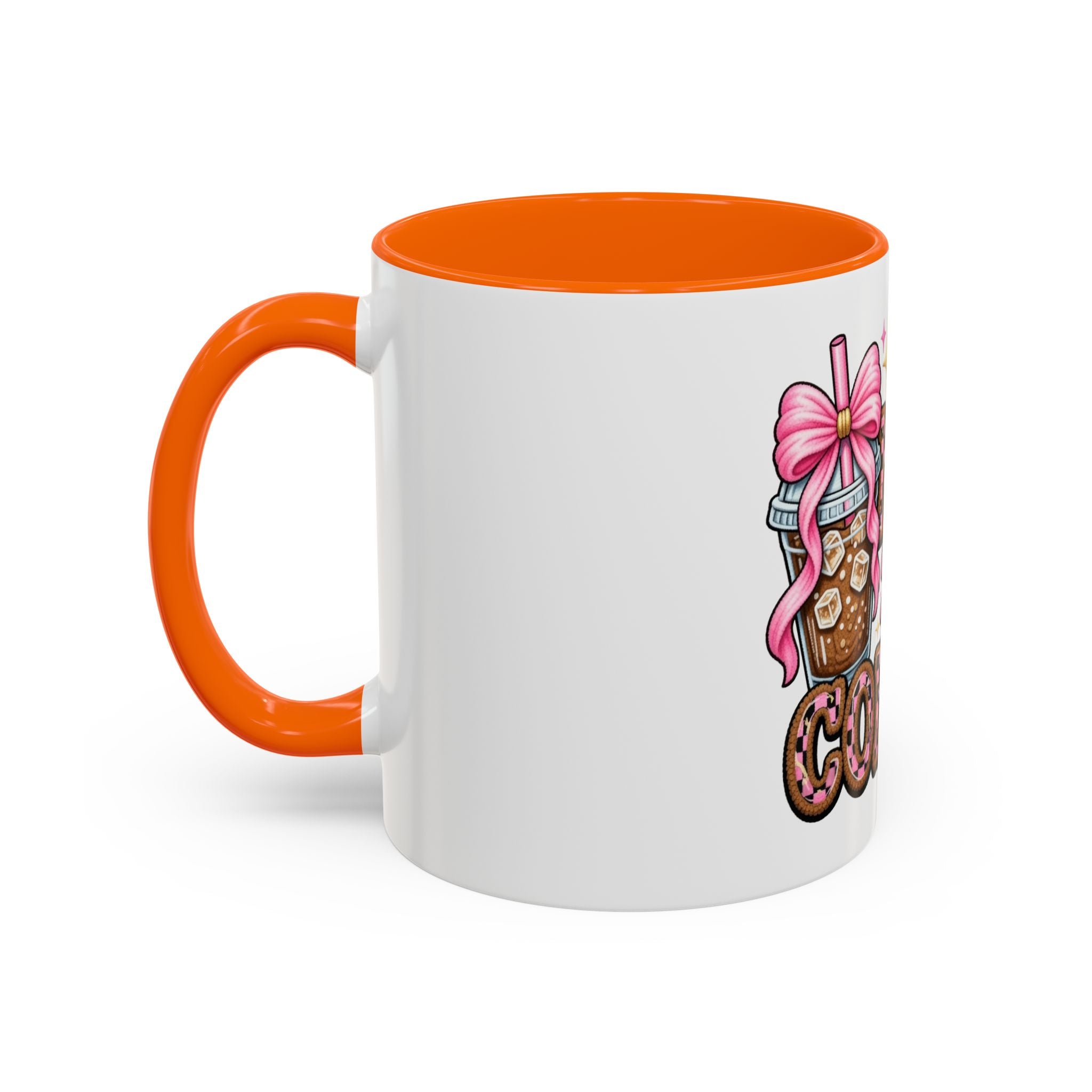 Half Mom Half Coffee Accent Mug — Cute Pink Leopard Iced Coffee Gift for Moms (11/15oz)